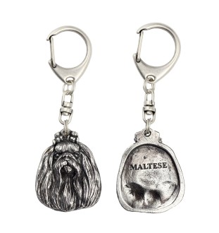 Bichon maltais porte-clés en argent massif Art-Dog